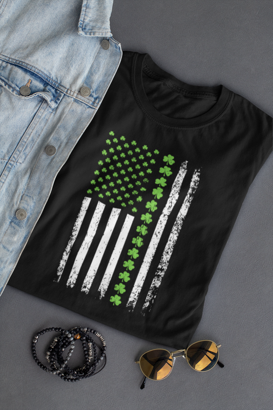 USA Flag St Patricks Day Irish Jersey Short Sleeve Tee