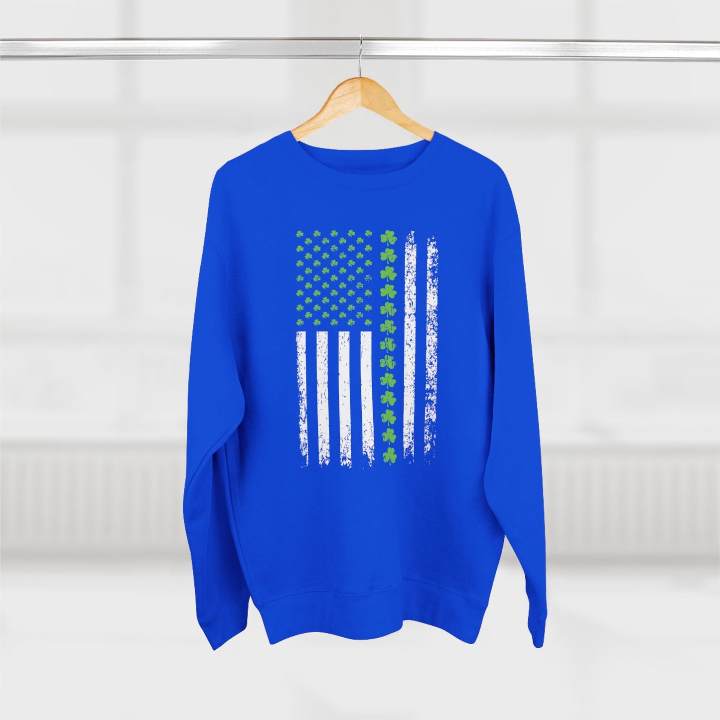 USA Flag St Patricks Day Irish Premium Crewneck Sweatshirt